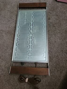 VTG Sears Electric Food Warmer Wood Handles Hot Plate Warming Tray